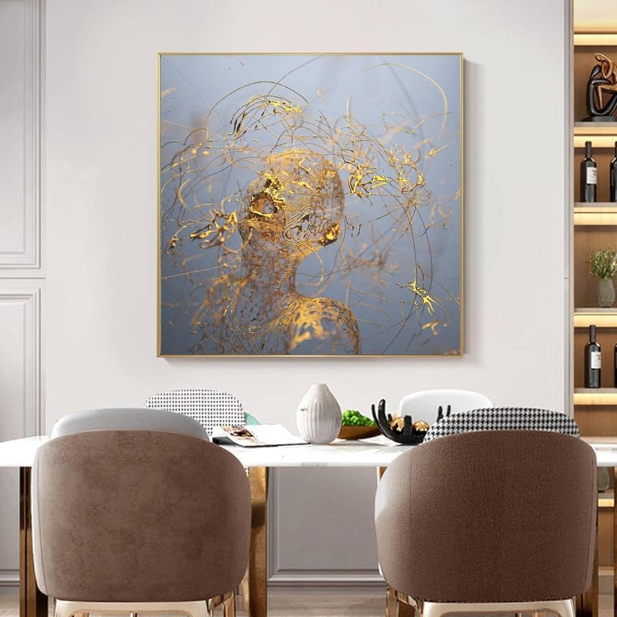 Amazon.co.jp: 抽象的な金の金属の彫刻の芸術のキャンバスの版画の絵画 Amazon.co.jp: 抽象的な金の金属の彫刻の芸術のキャンバスの版画の絵画